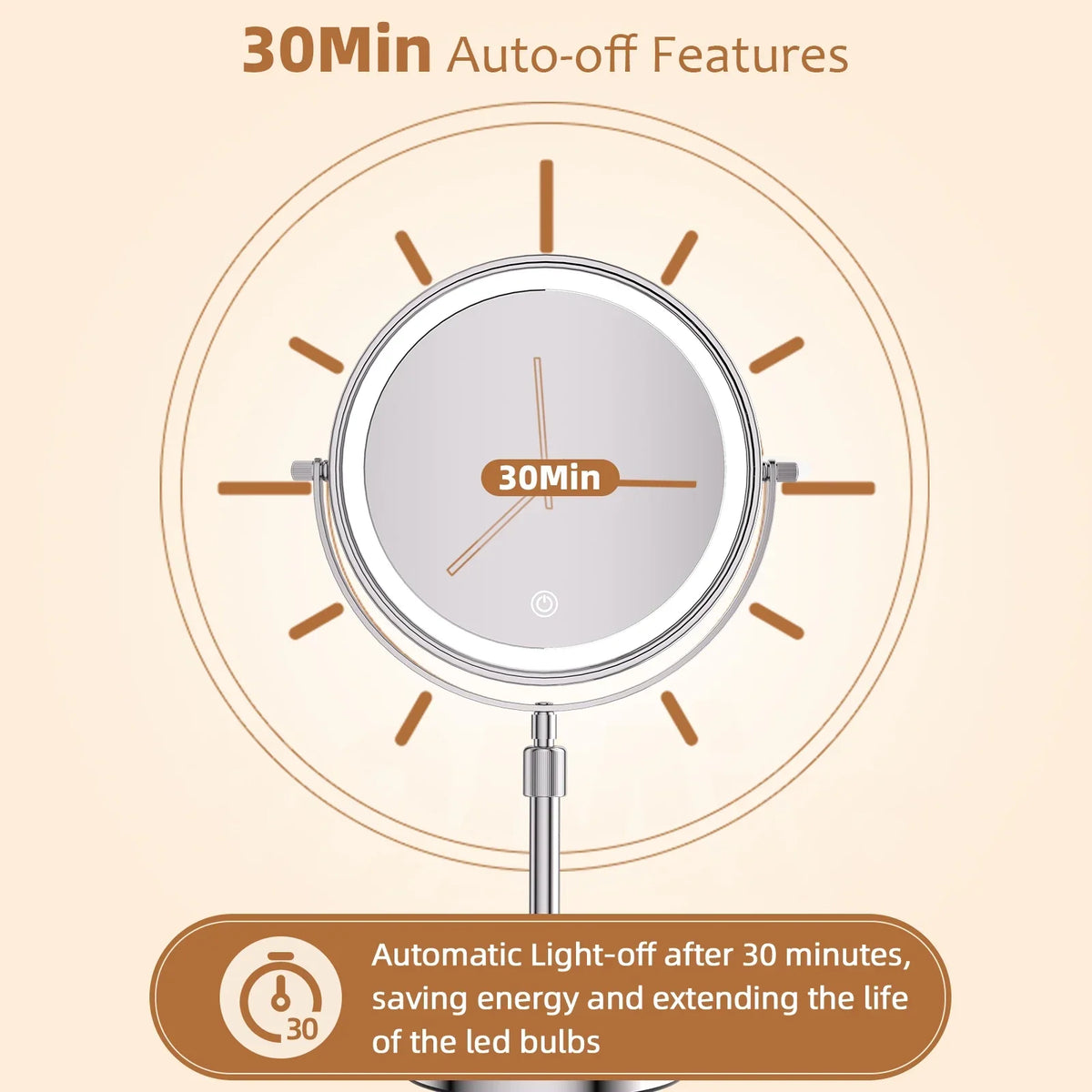 8-Inch Lighted Magnifying Makeup Mirror