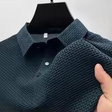 ew Men's Business Casual Short Sleeved Bone Flower Solid Color POLO Shirt