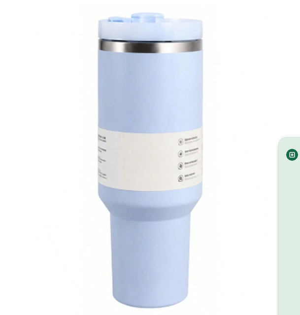 Stanley Quencher 40oz Ice Blue tumbler rear view