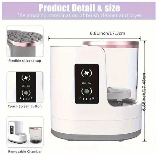 Makeup brush cleaner and dryer product details and size