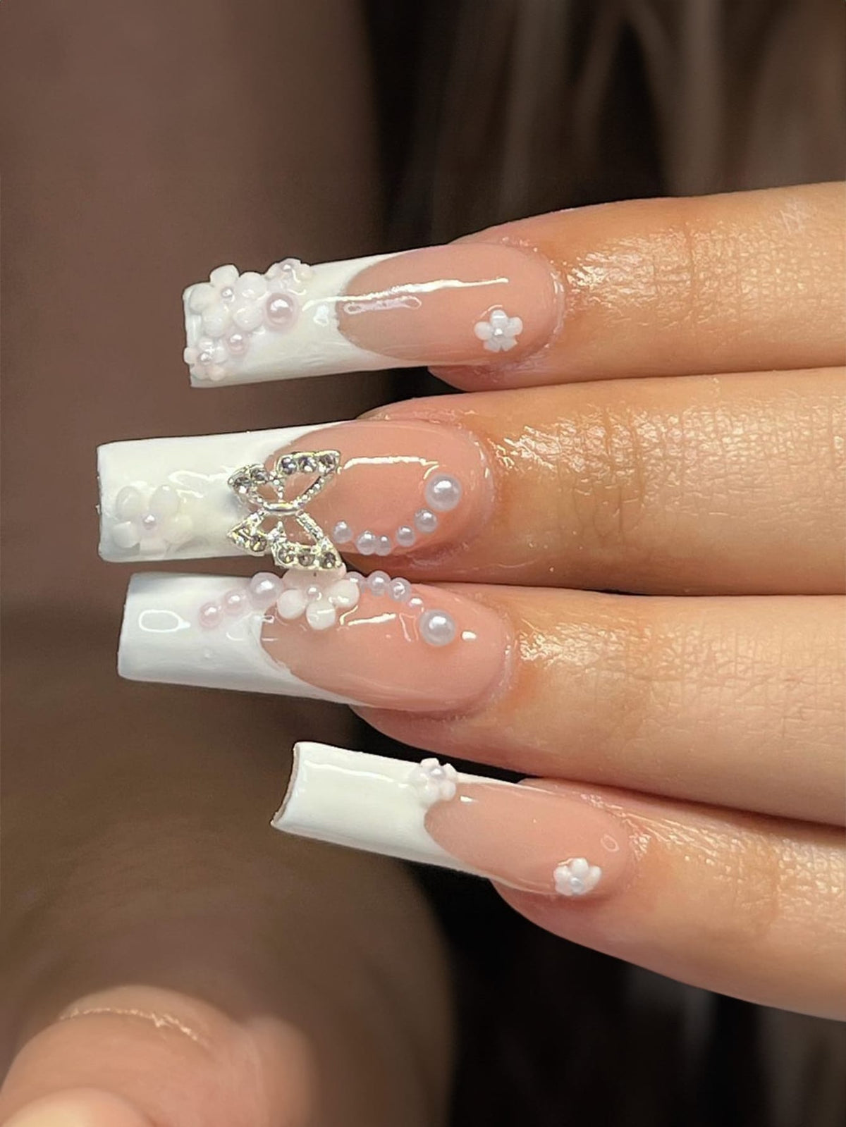Luxury Butterfly Rhinestone Press Nails