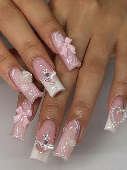 Luxury Butterfly Rhinestone Press Nails