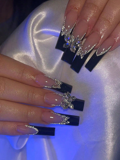 Luxury Butterfly Rhinestone Press Nails
