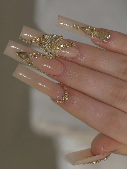 Luxury Butterfly Rhinestone Press Nails