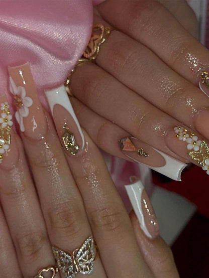 Luxury Butterfly Rhinestone Press Nails