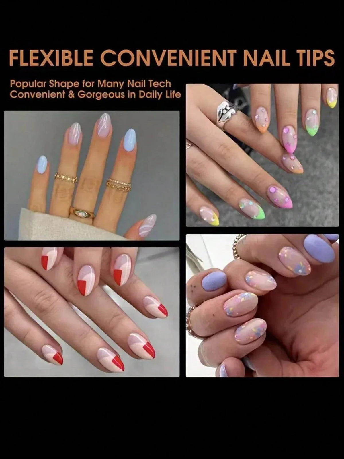 240pcs Almond False Nail Tips