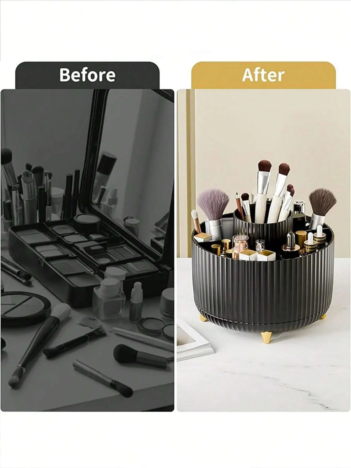 360 Rotating Makeup Brush Organizer