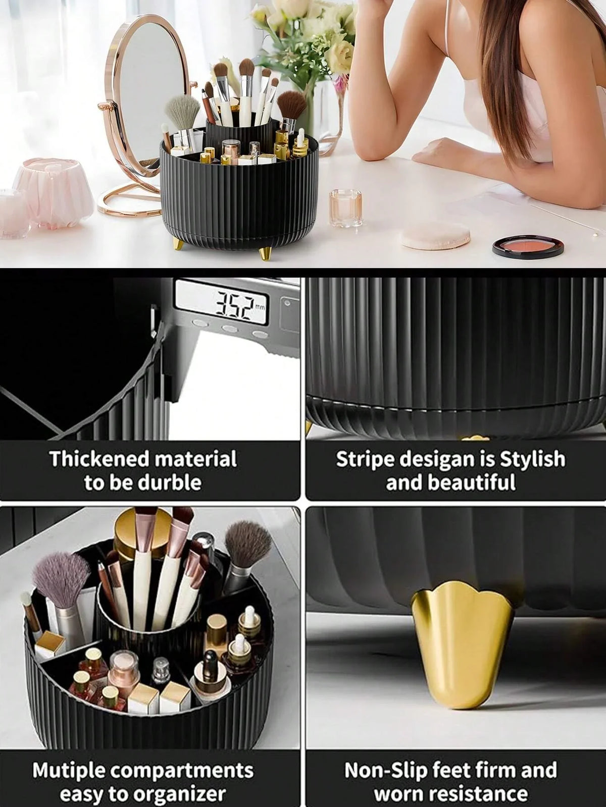 360 Rotating Makeup Brush Organizer