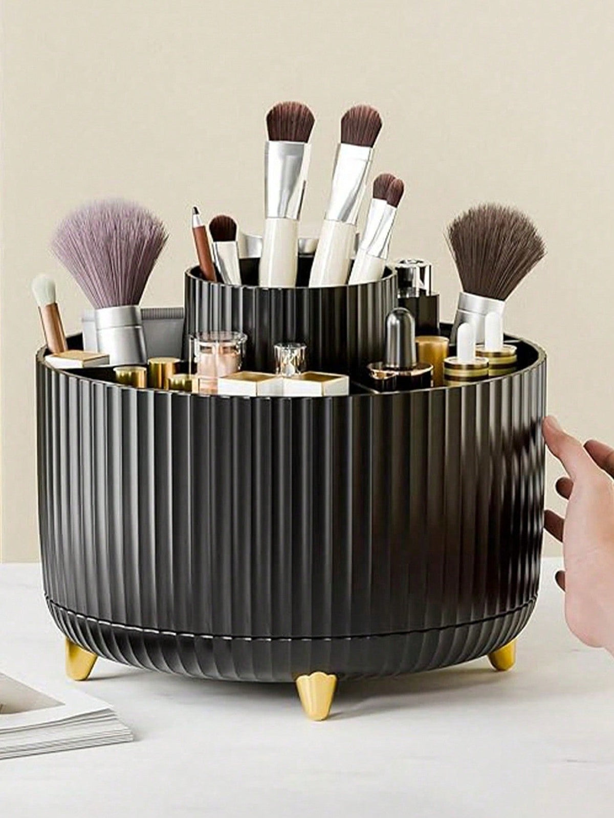 360 Rotating Makeup Brush Organizer