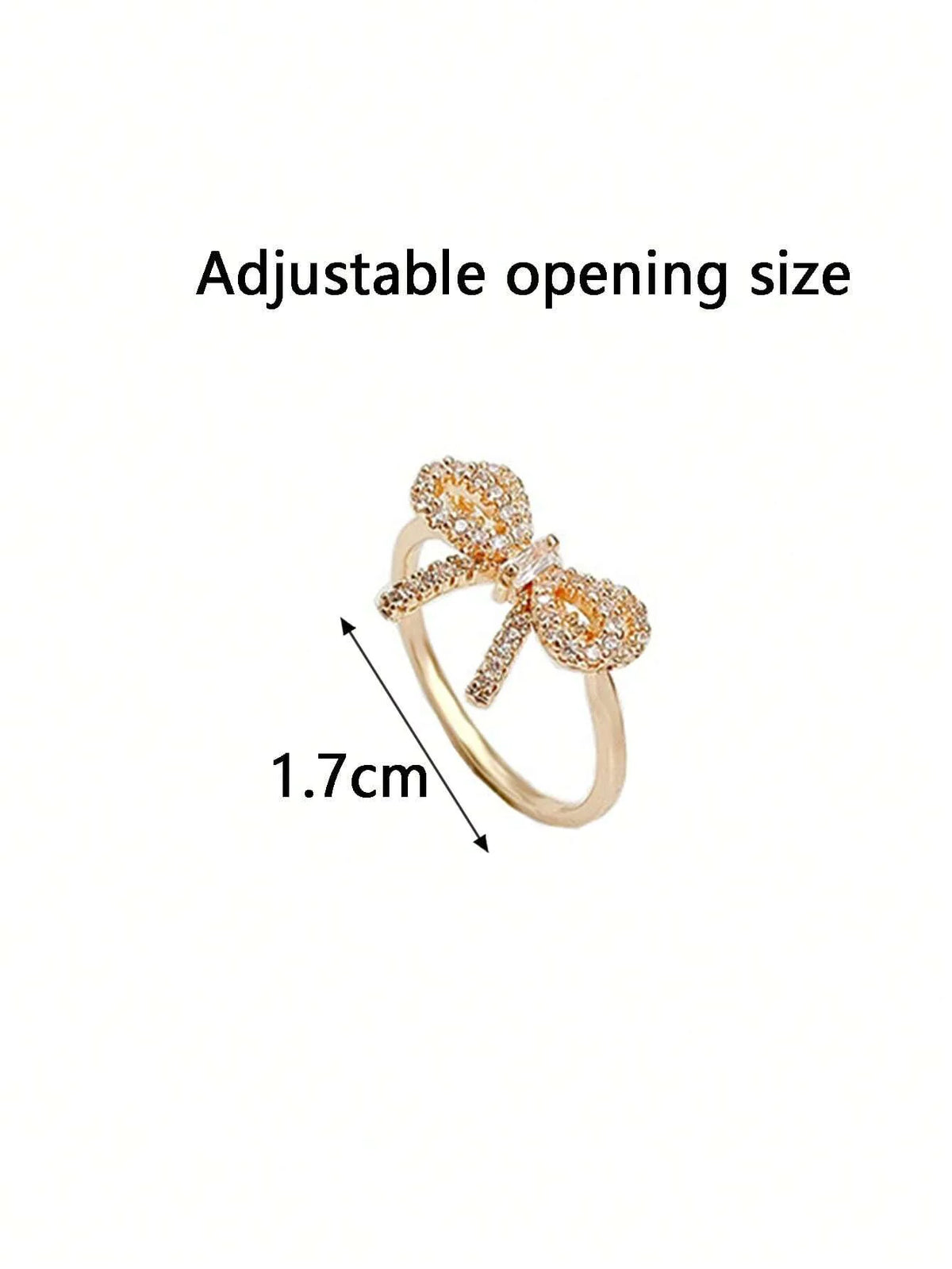 Cubic Zirconia Bowknot Open Ring