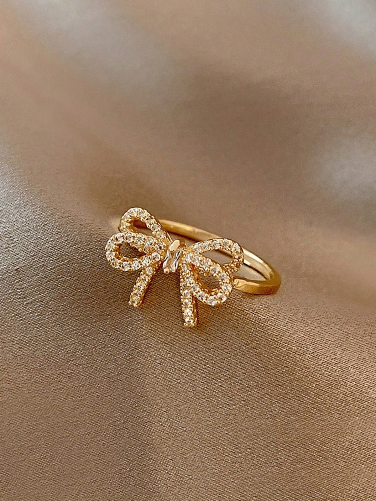 Cubic Zirconia Bowknot Open Ring