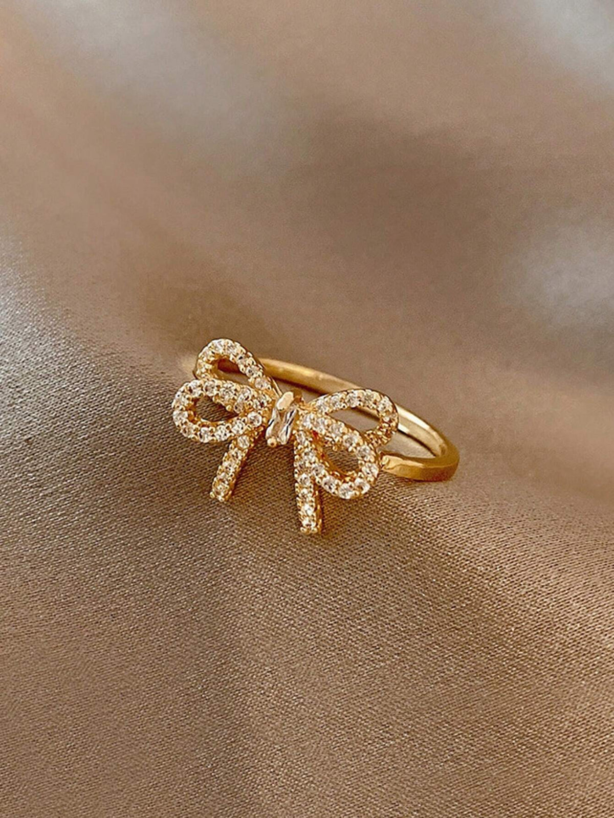 Cubic Zirconia Bowknot Open Ring