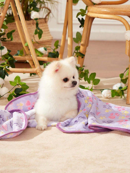 PETSIN Purple Paw Print Blanket