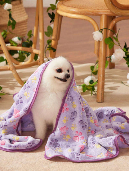 PETSIN Purple Paw Print Blanket