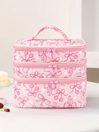Cute Bow Cherry Makeup Bag