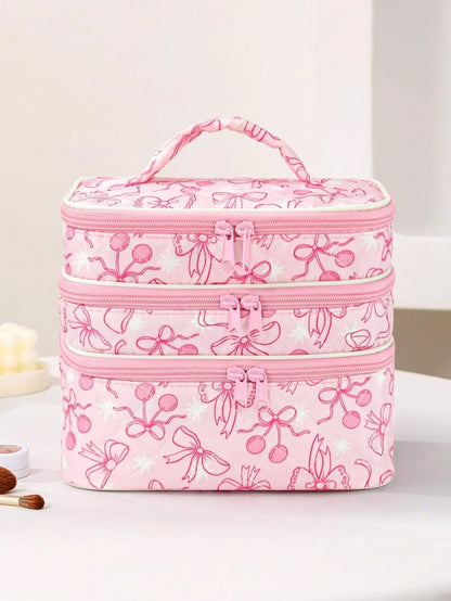Cute Bow Cherry Makeup Bag