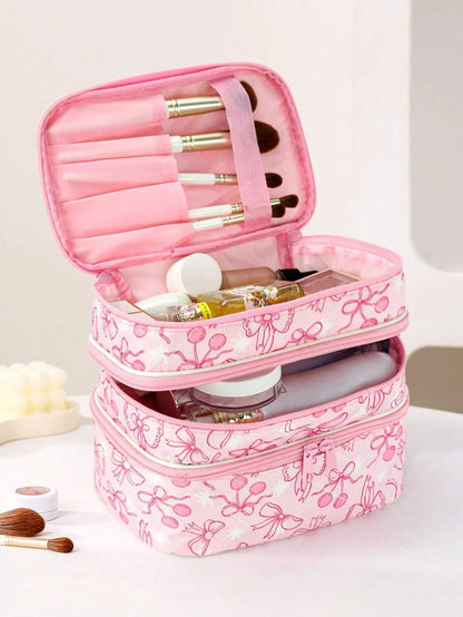 Cute Bow Cherry Makeup Bag