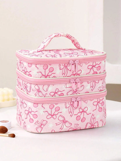 Cute Bow Cherry Makeup Bag