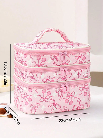Cute Bow Cherry Makeup Bag