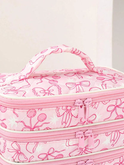 Cute Bow Cherry Makeup Bag