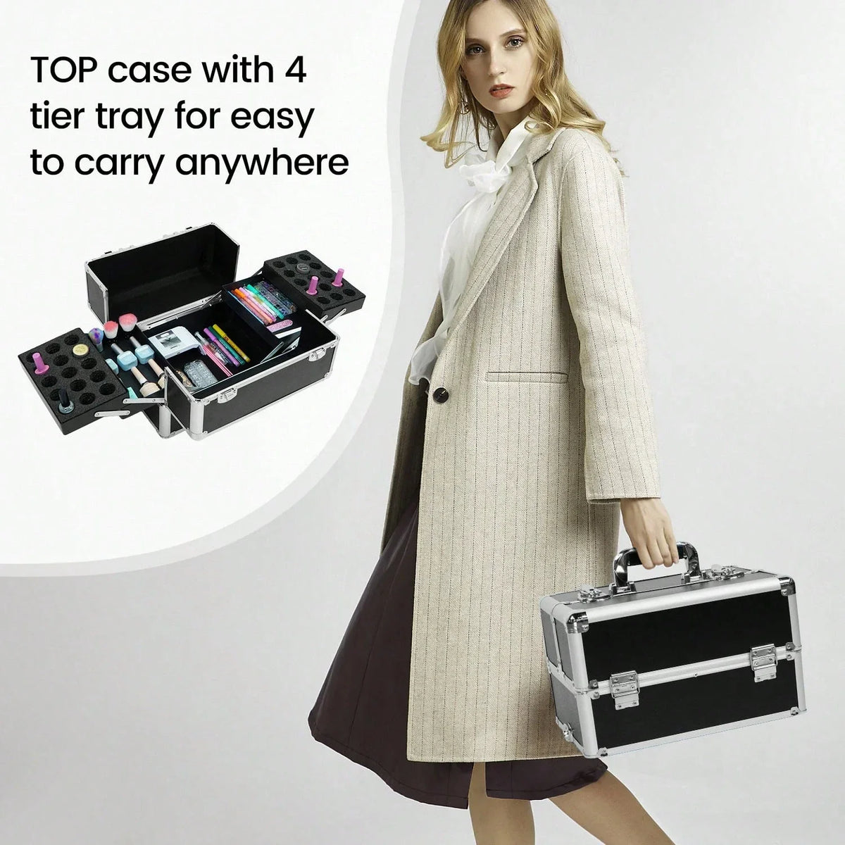 Large Rolling Makeup Train Case