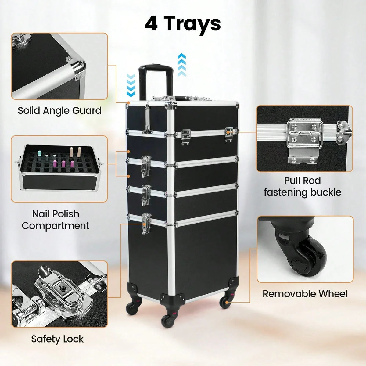 Large Rolling Makeup Train Case