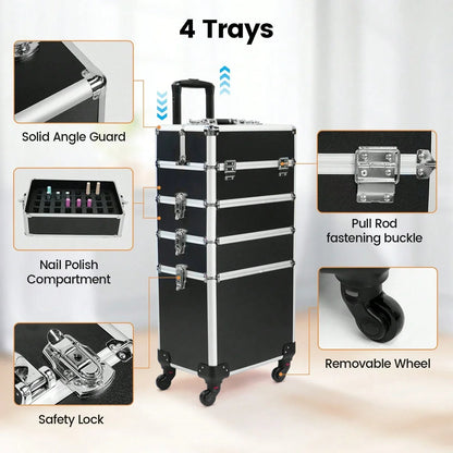 Large Rolling Makeup Train Case