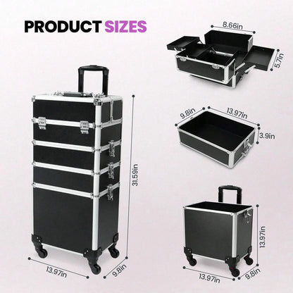 Large Rolling Makeup Train Case