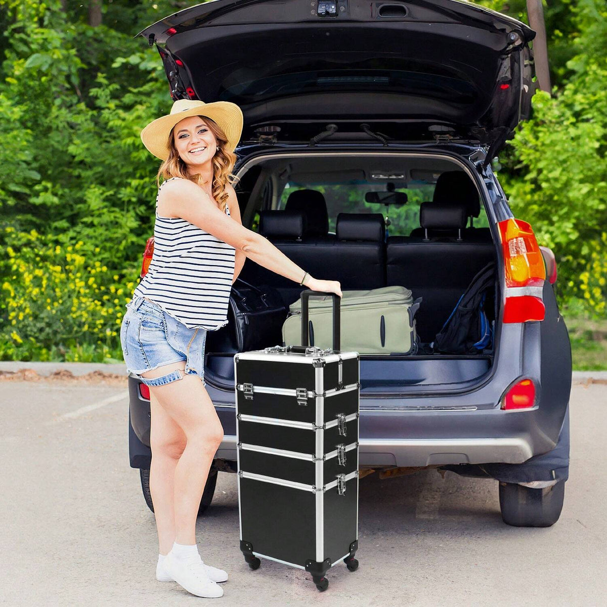 Large Rolling Makeup Train Case