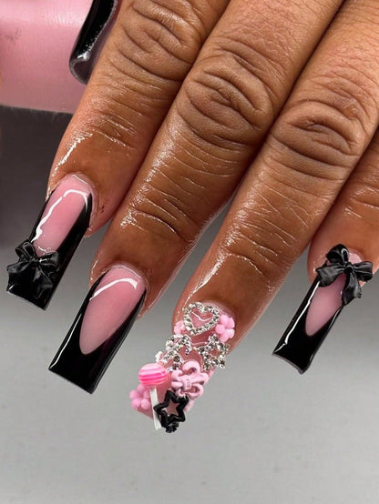 Luxury Butterfly Rhinestone Press Nails