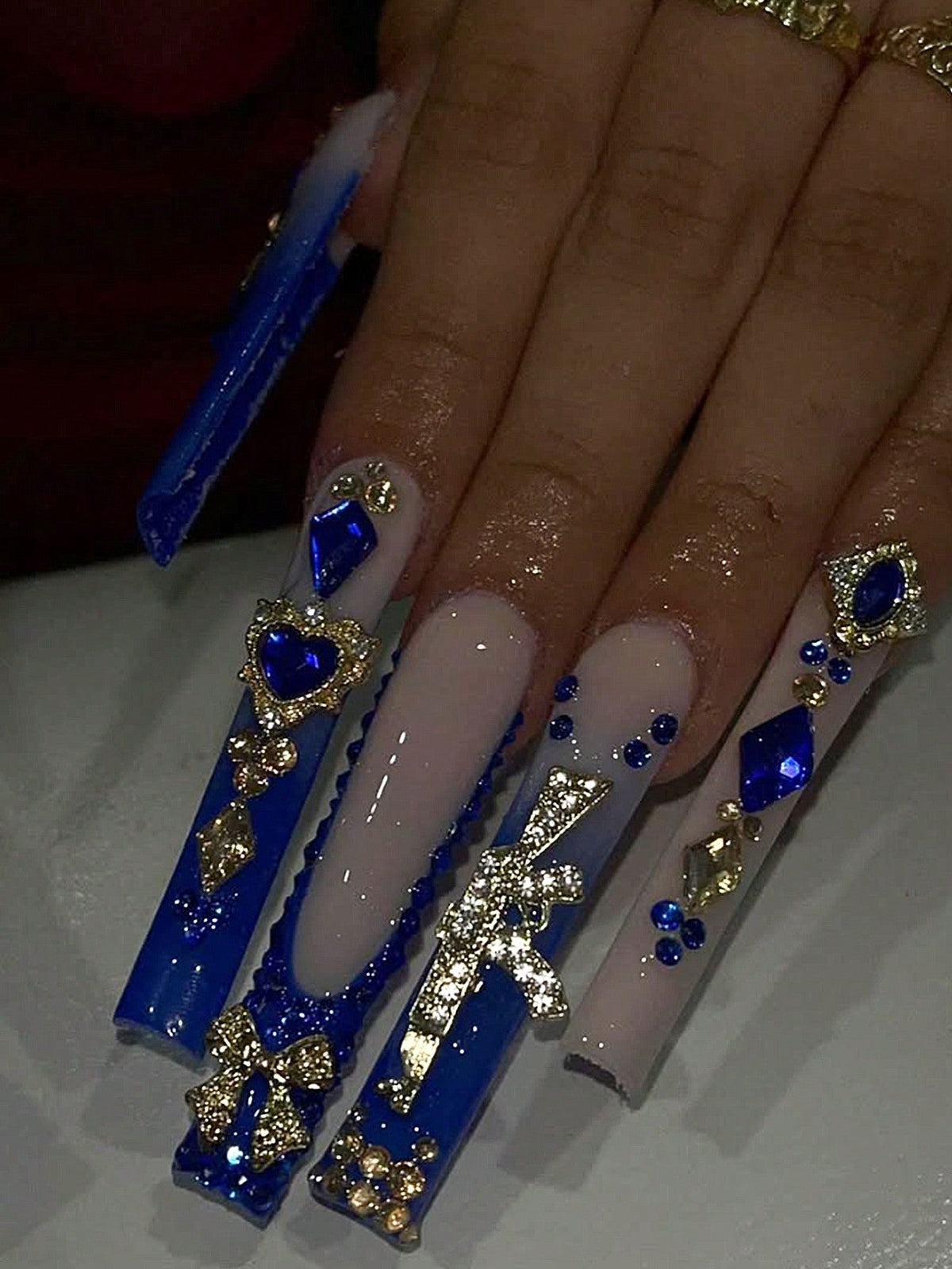 Luxury Butterfly Rhinestone Press Nails
