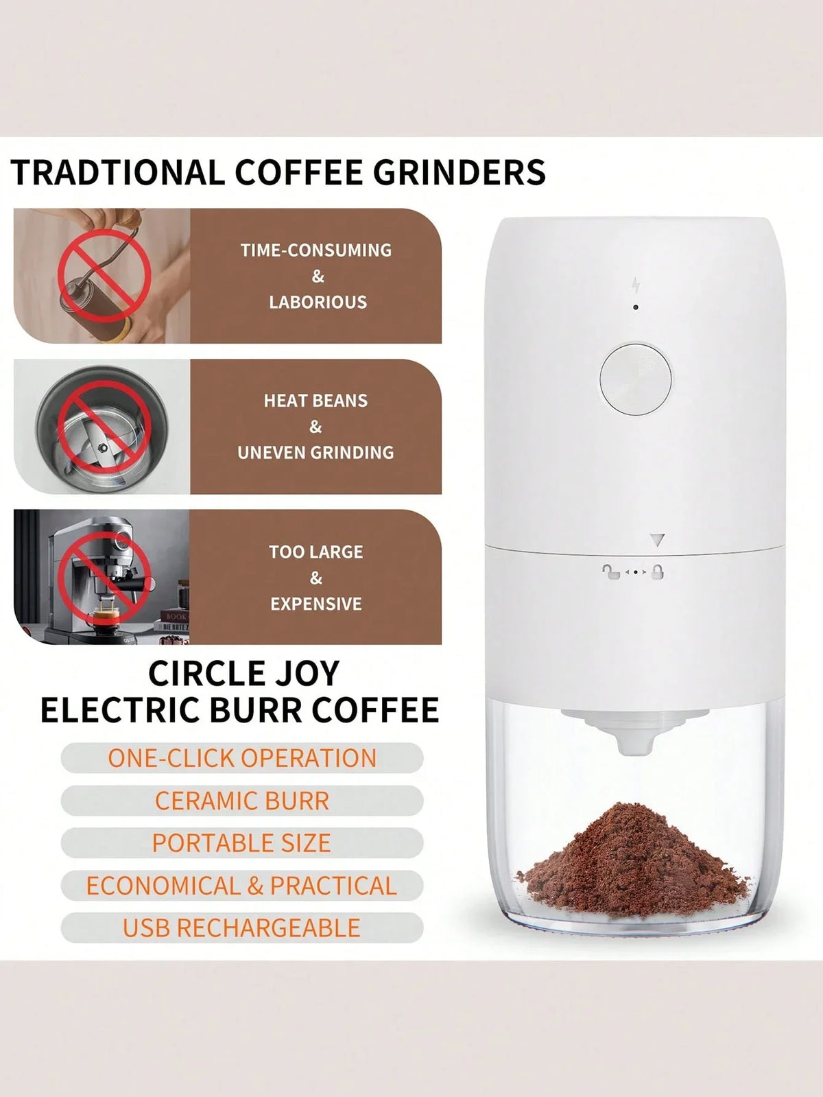 CLITON Electric Burr Coffee Grinder