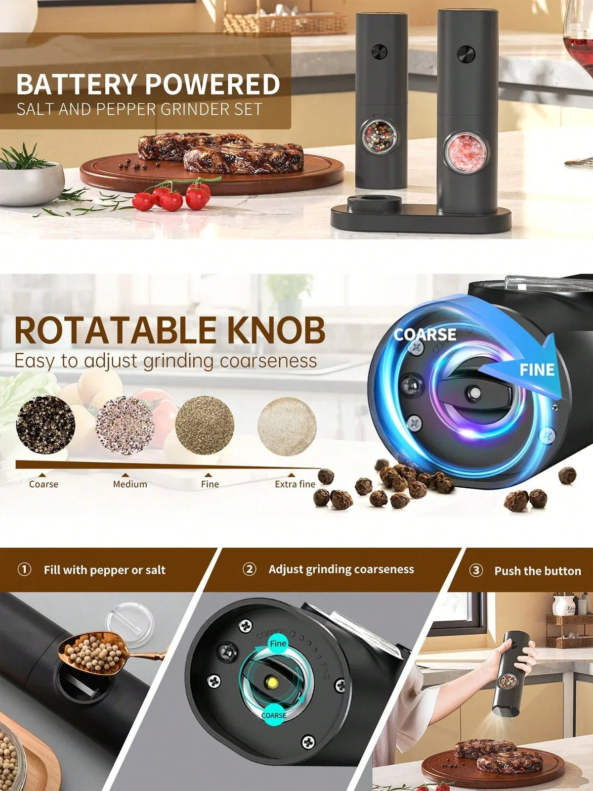 CLITON Electric Salt Pepper Grinder