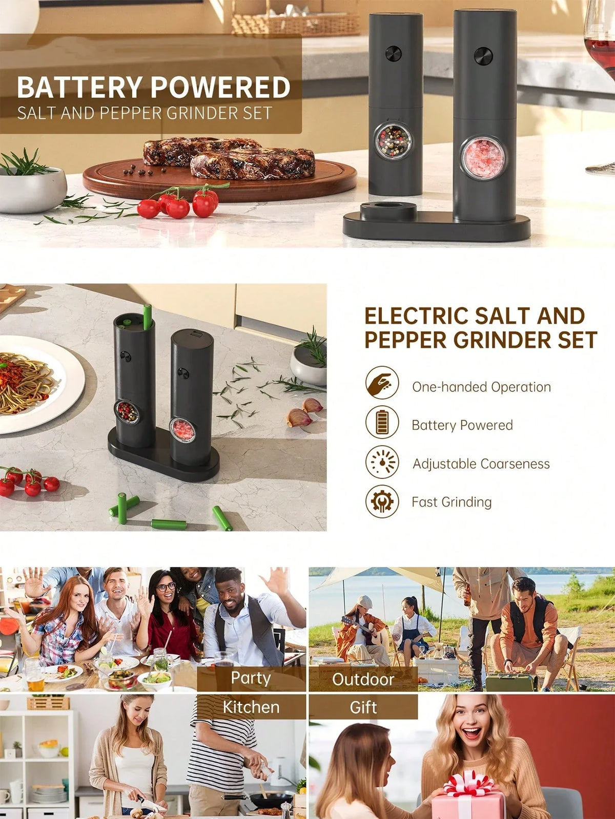 CLITON Electric Salt Pepper Grinder