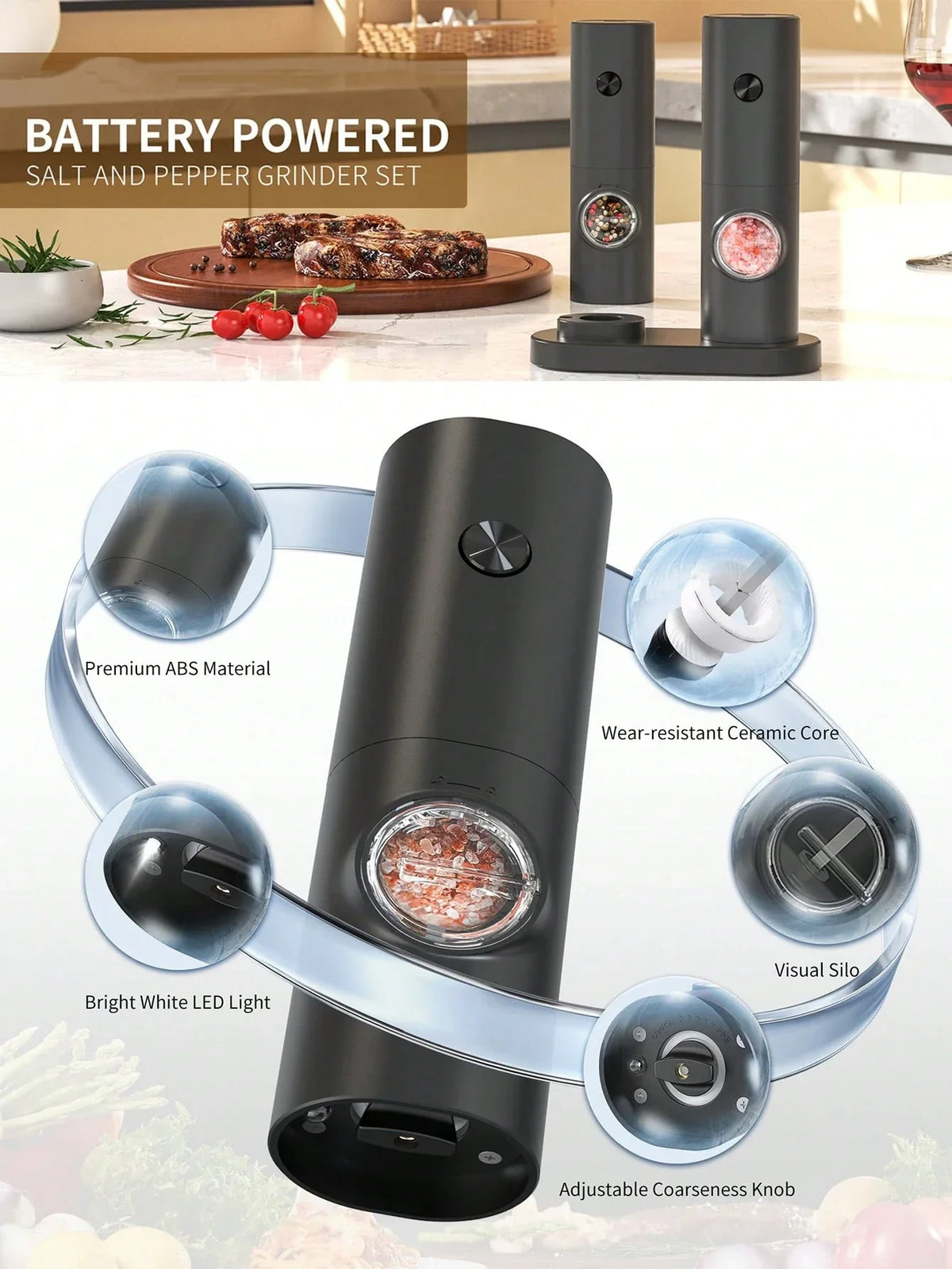 CLITON Electric Salt Pepper Grinder