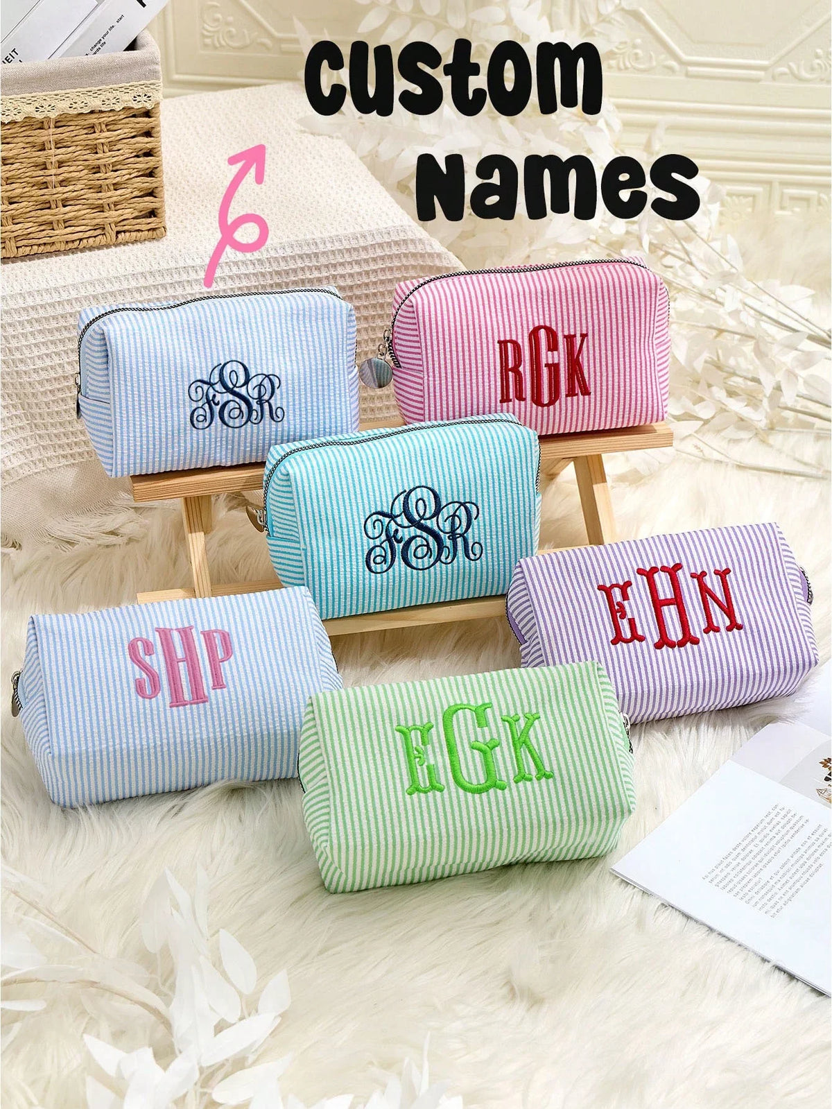 Personalized Embroidered Makeup Bag Pouch