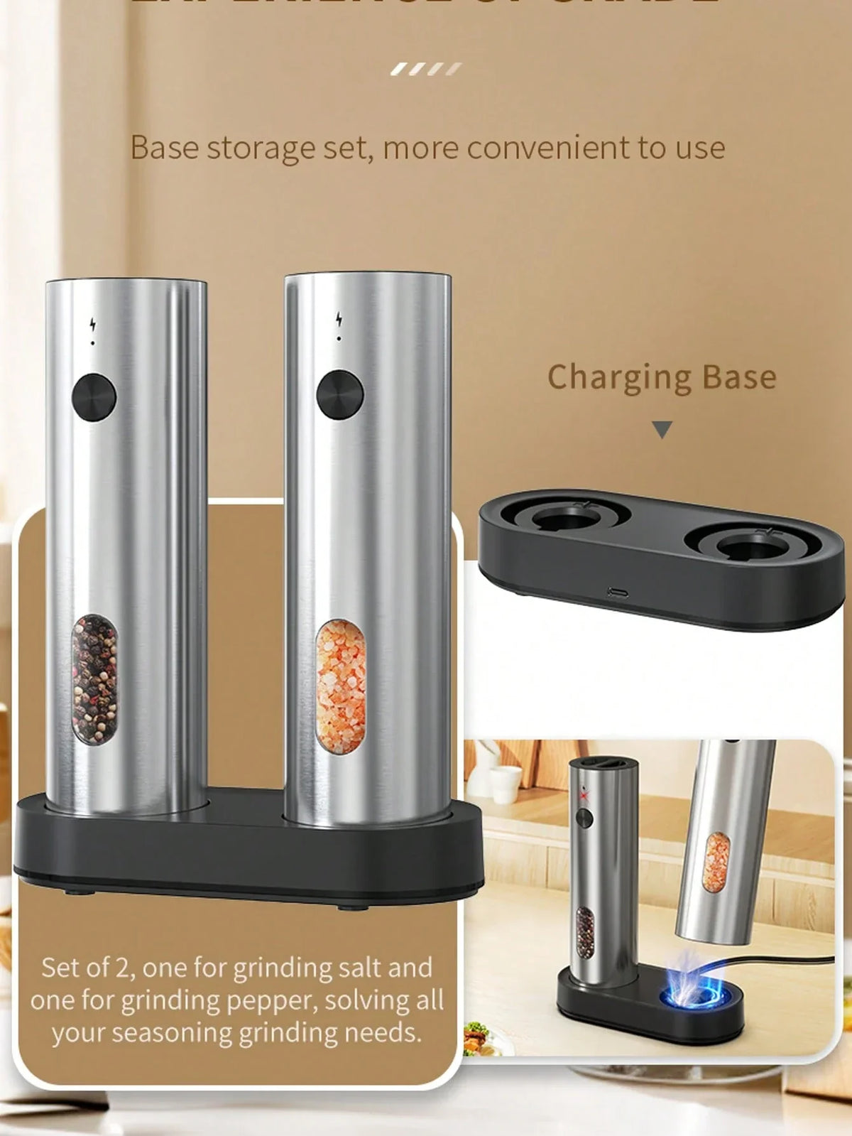 CLITON Rechargeable Spice Grinder Set