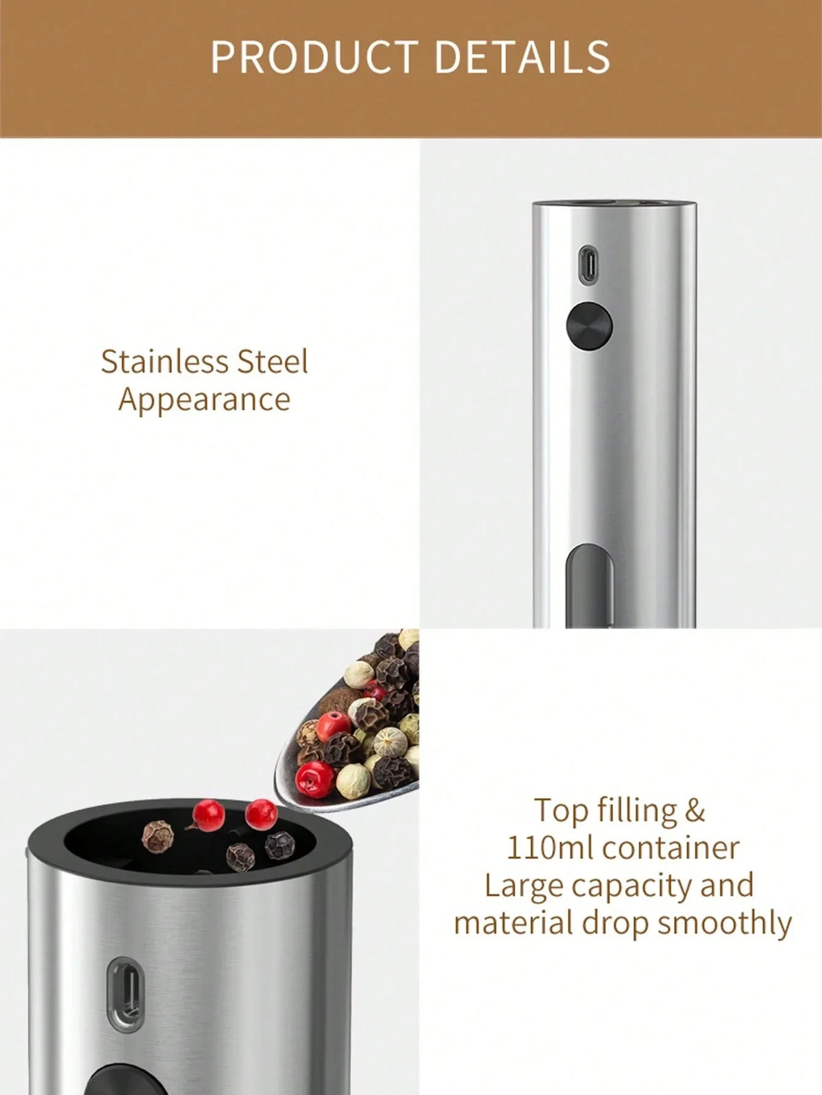 CLITON Rechargeable Spice Grinder Set