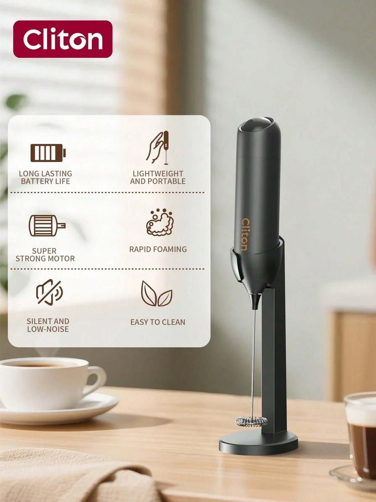 CLITON Battery Milk Frother