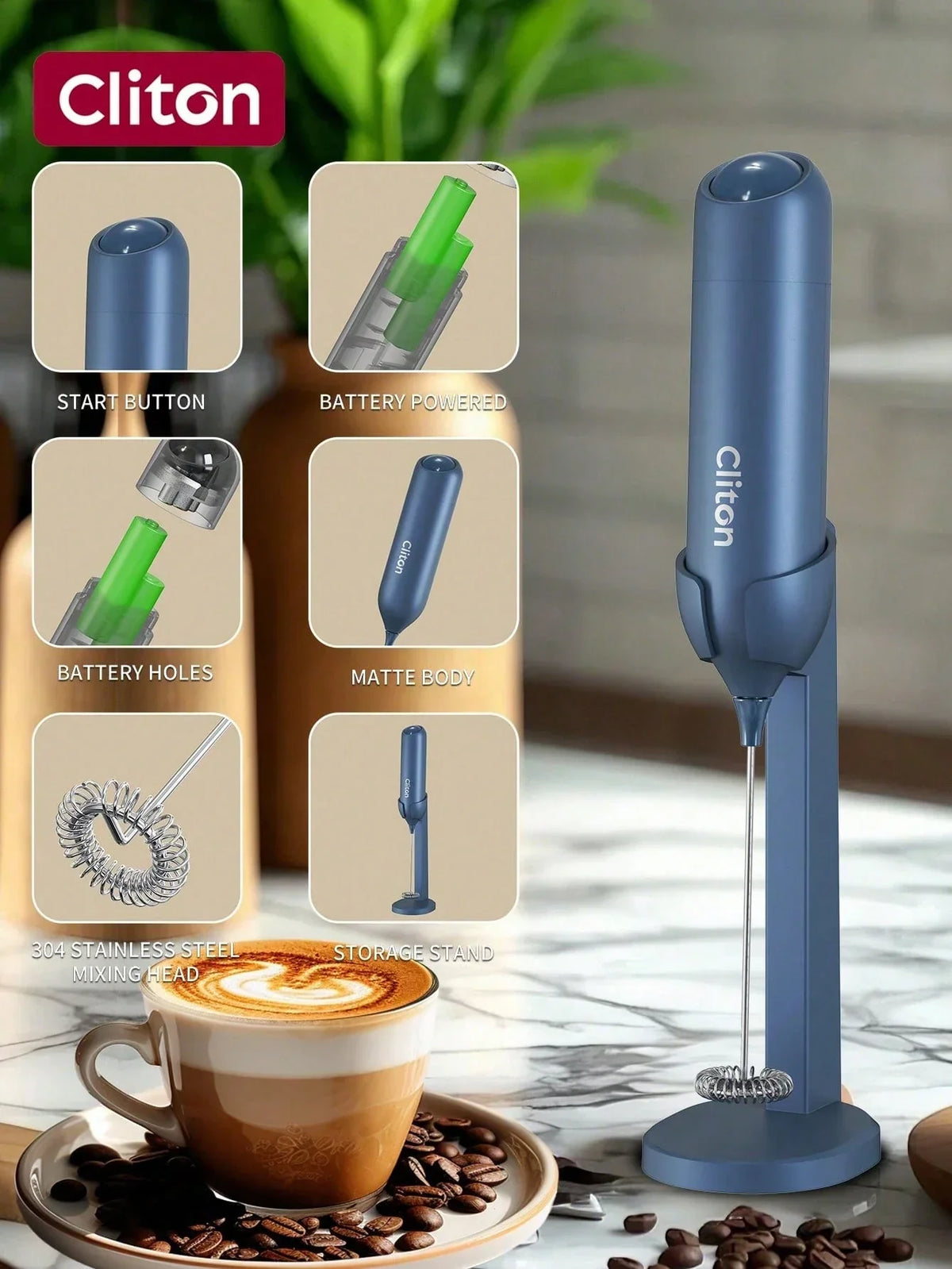 CLITON Battery Milk Frother