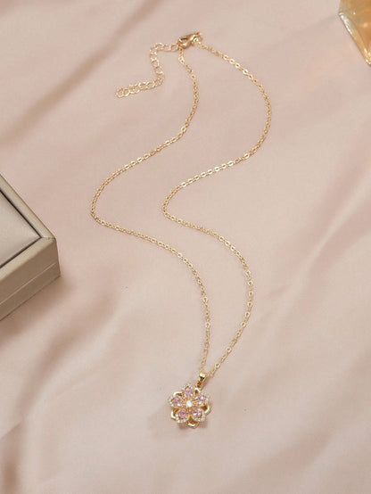 Plum Blossom Rotatable Fashion Necklace