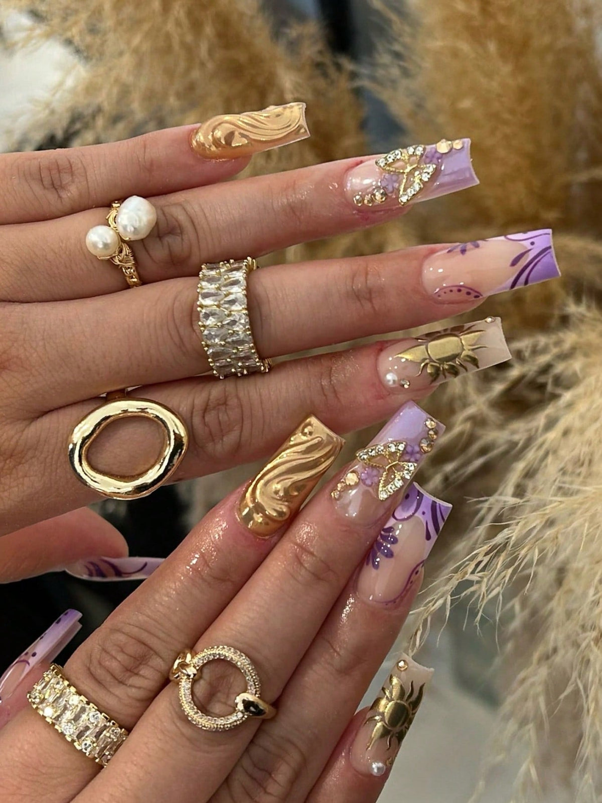 Luxury Butterfly Rhinestone Press Nails