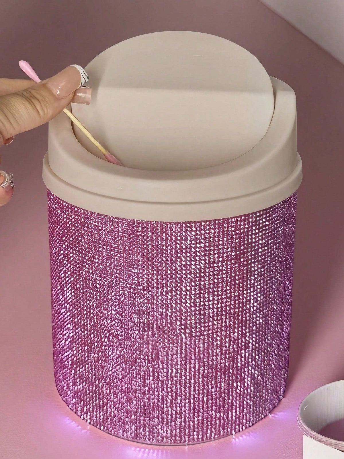 Rhinestone Desktop Makeup Trash Can