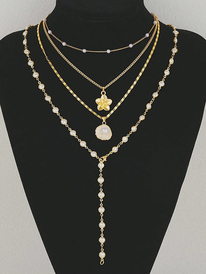 Bohemian Shell Pearl Necklace Set