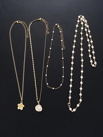 Bohemian Shell Pearl Necklace Set