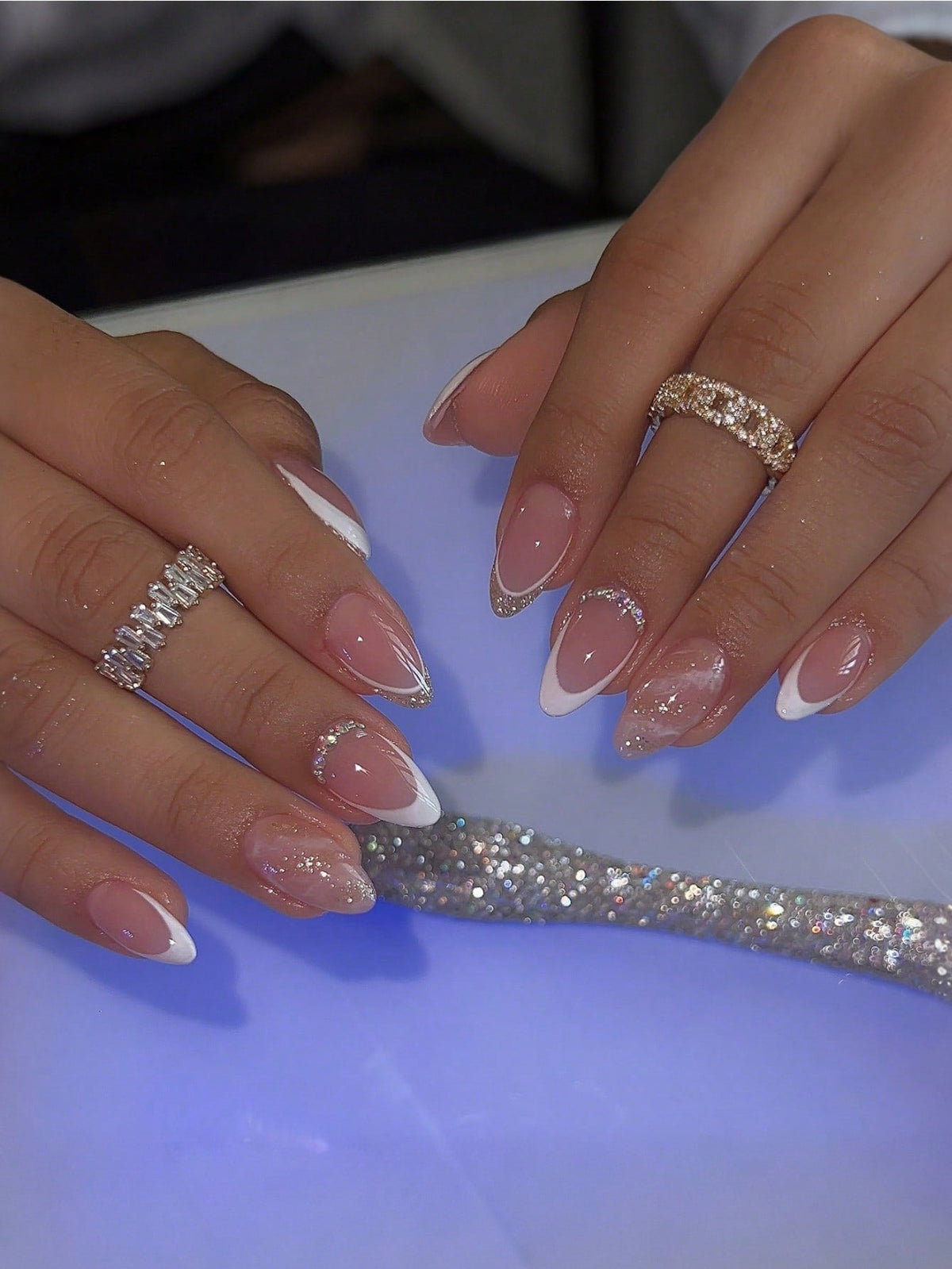 Pink Heart Almond Press Nails