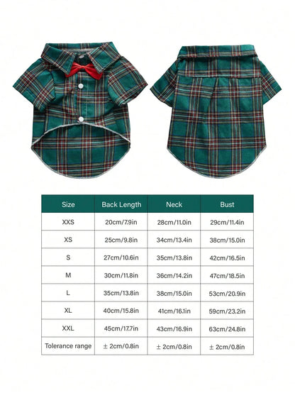 PETSIN Christmas Plaid Pet Shirt