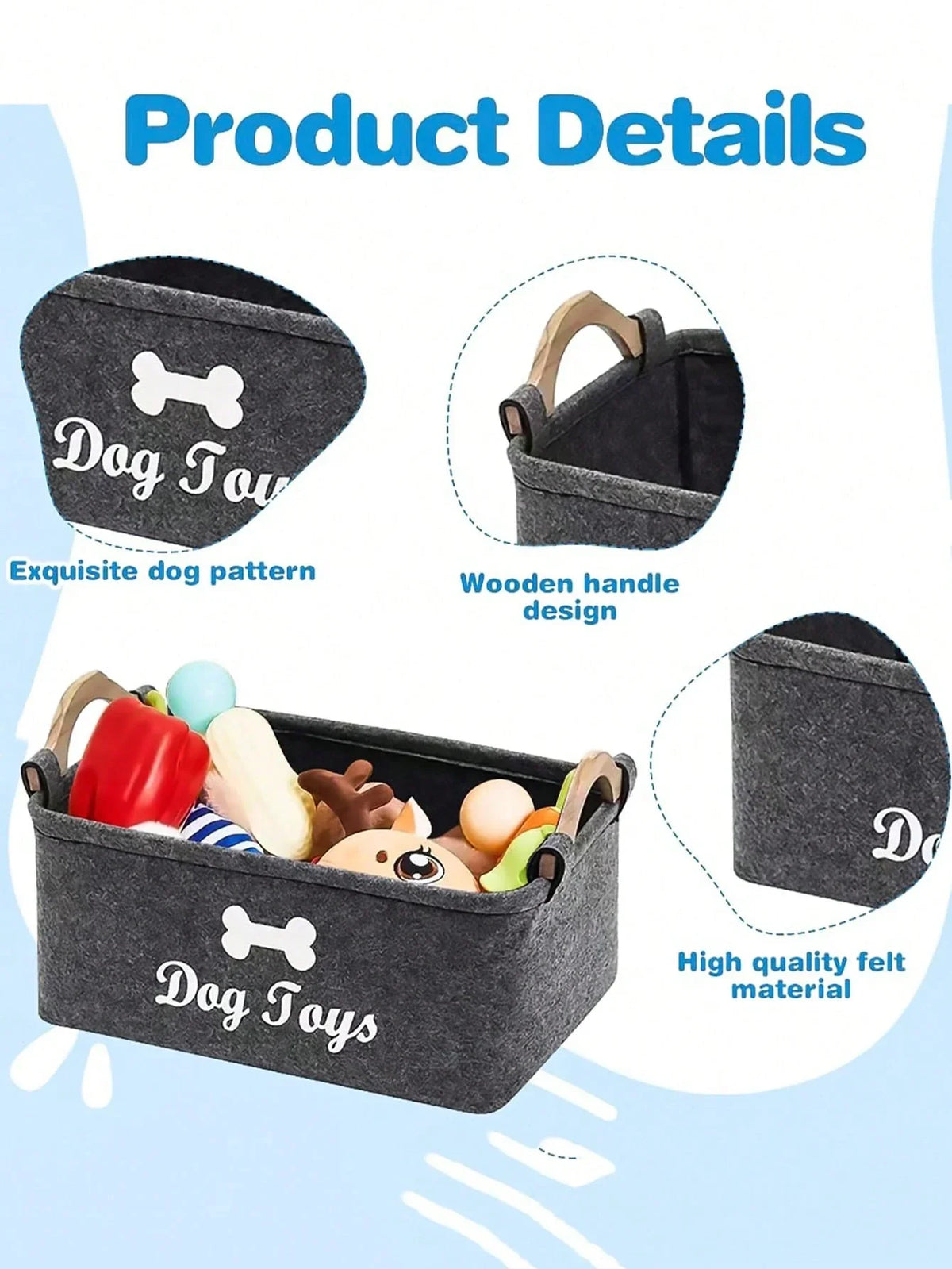 Felt Pet Toy Storage Box