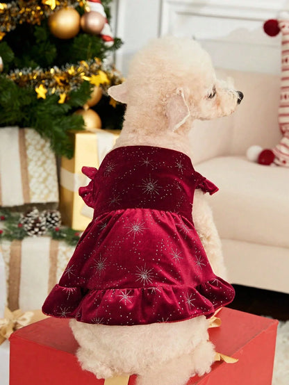 PETSIN Velvet Snowflake Pet Dress