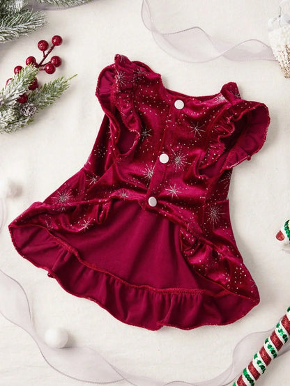 PETSIN Velvet Snowflake Pet Dress
